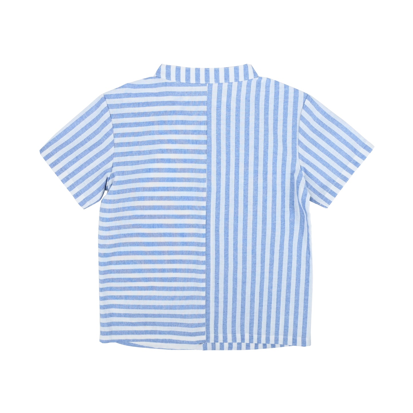 KIDS BLUE STRIPE FROG PRINT SHORT SLEEVE SHIRT