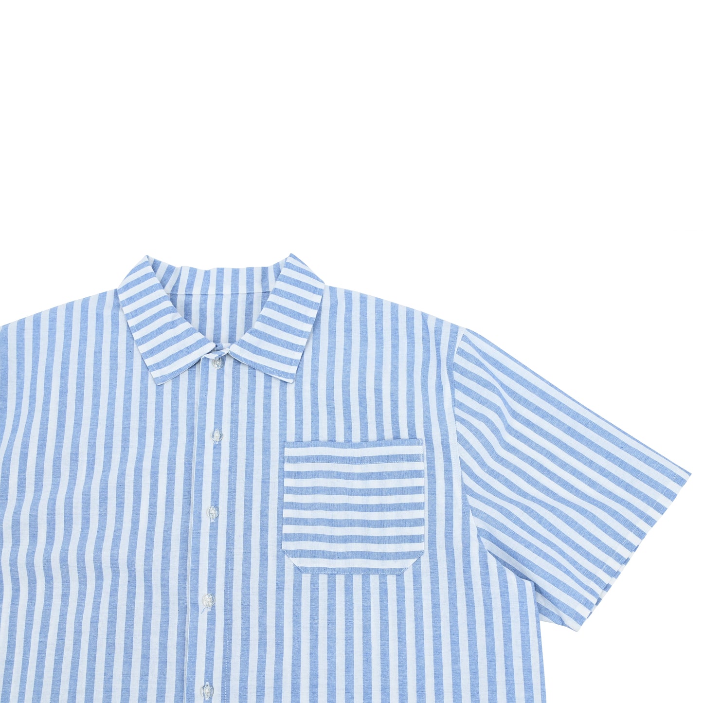 親子裝 - 成人深藍色橫間印花短袖恤衫