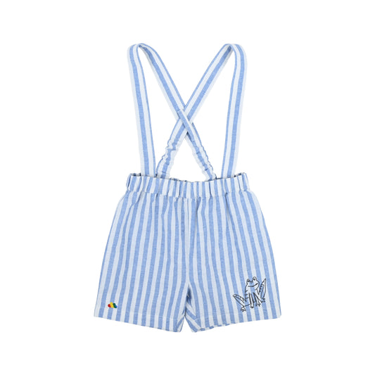 BABY/KIDS BLUE STRIPE FROG PRINT SHORTS WITH SUSPENDER