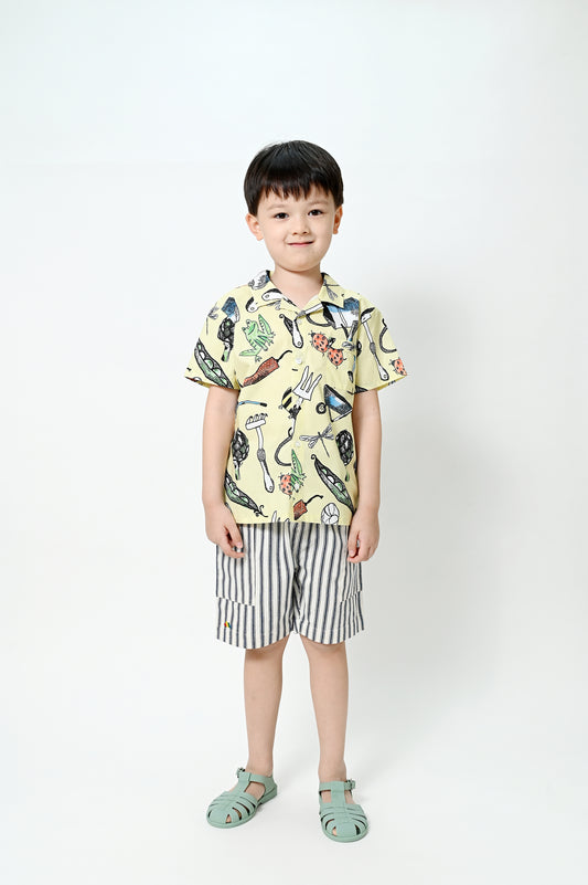 KIDS GARDEN PRINT SHORT-SLEEVE BUTTON SHIRT