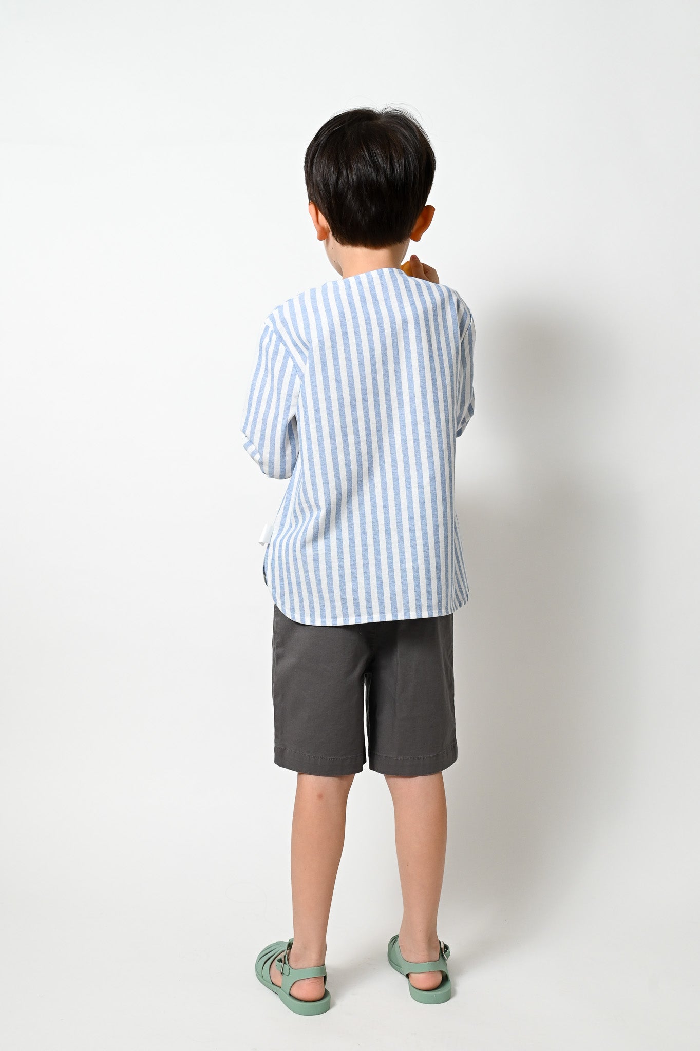 KIDS BLUE STRIPE ROUND NECK LONG SLEEVE SHIRT