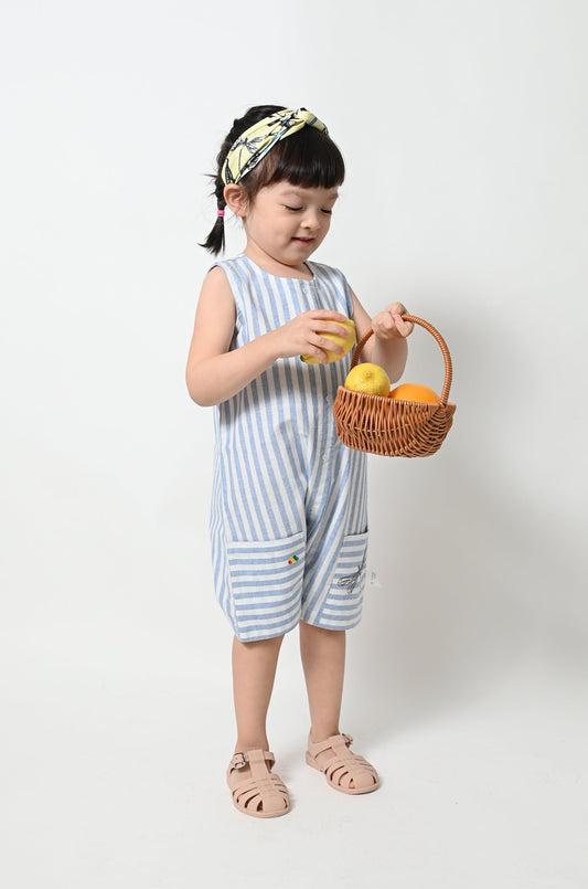 BABY BLUE STRIPE SLEEVELESS PLAYSUIT