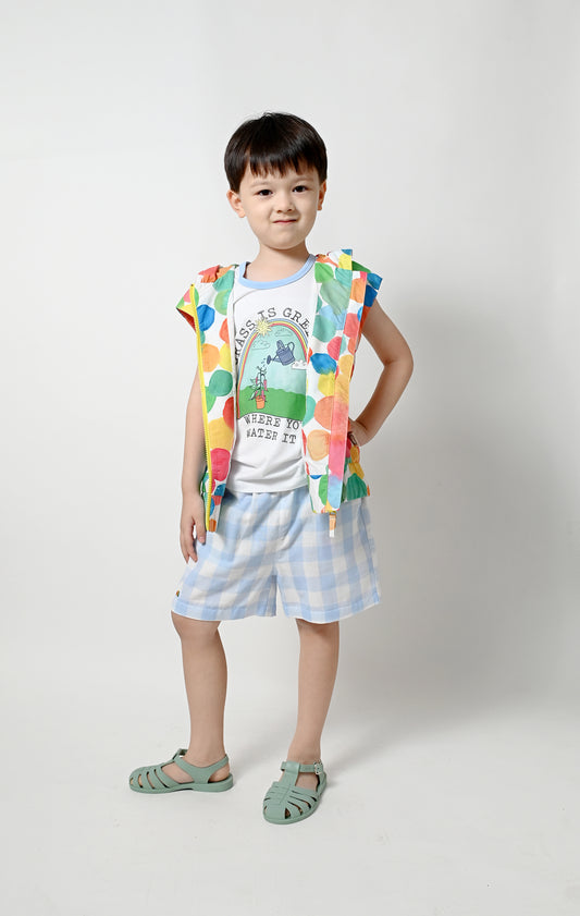 KIDS RAINBOW SPOT PRINT SLEEVELESS JACKET