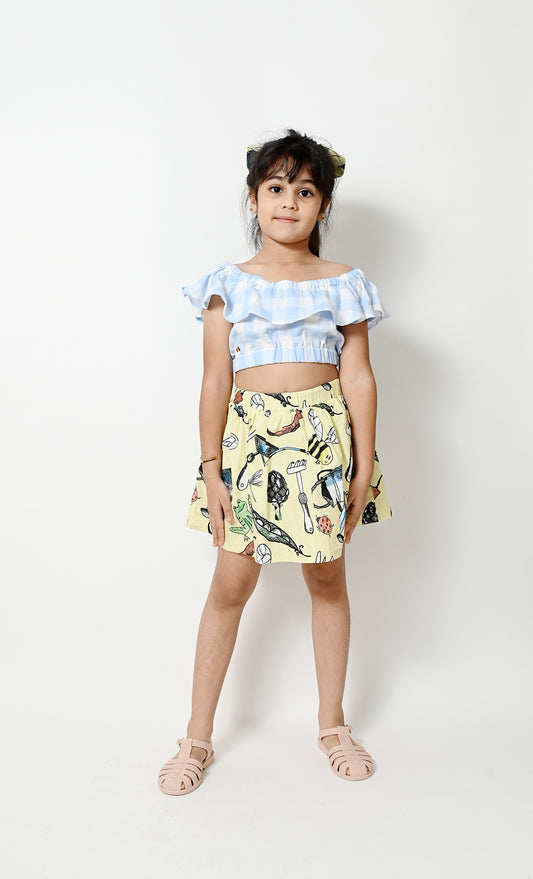 KIDS GARDEN PRINT POCKETS SKIRT