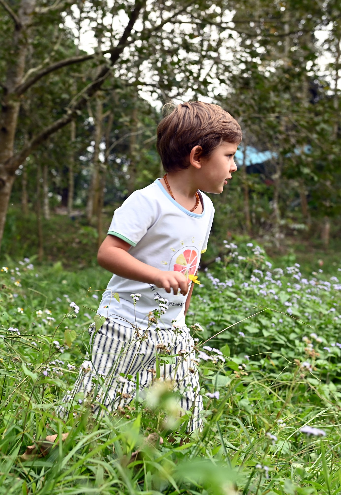 KIDS ORANGE PRINT SHORT SLEEVE T-SHIRT
