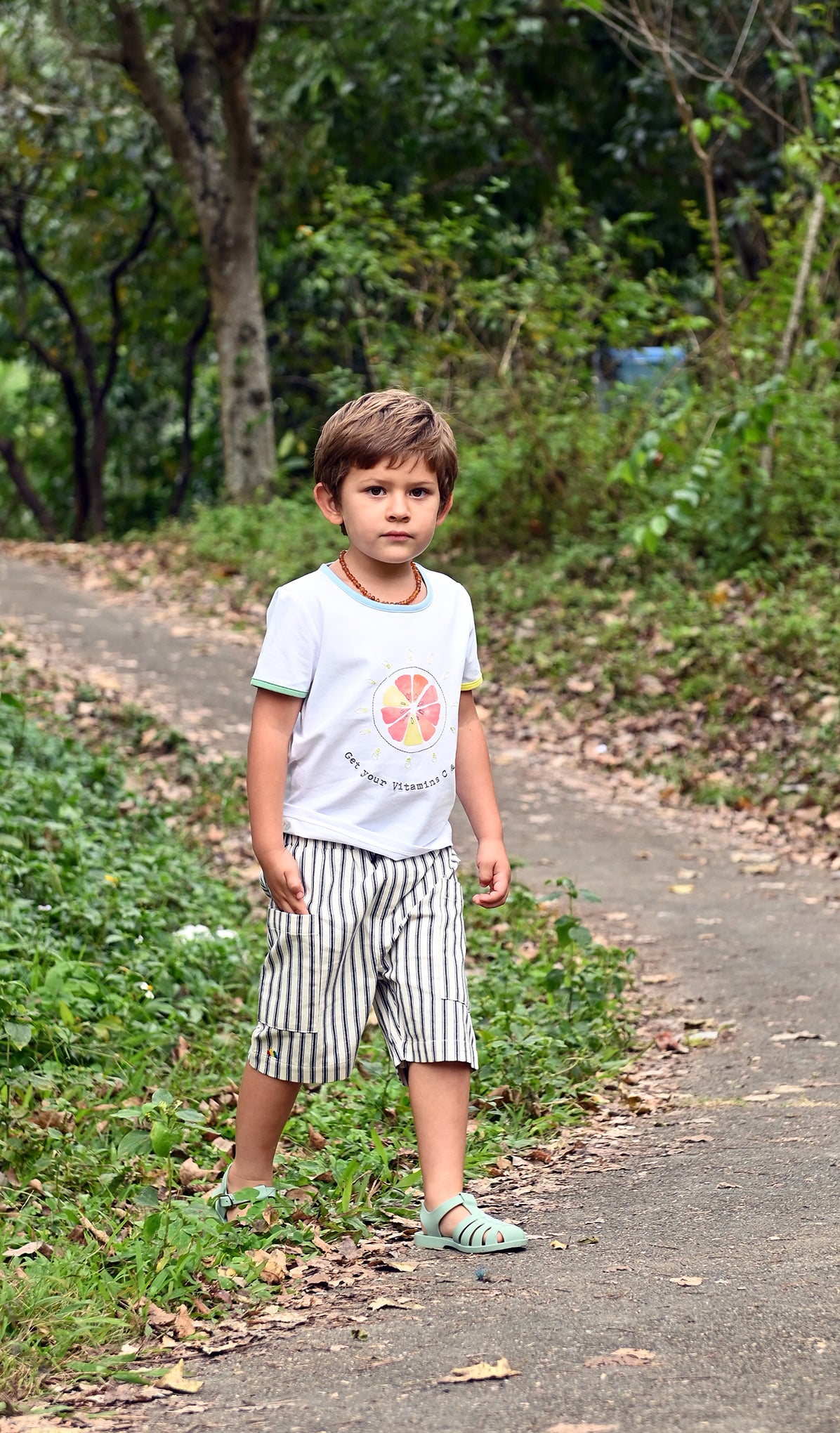 KIDS ORANGE PRINT SHORT SLEEVE T-SHIRT