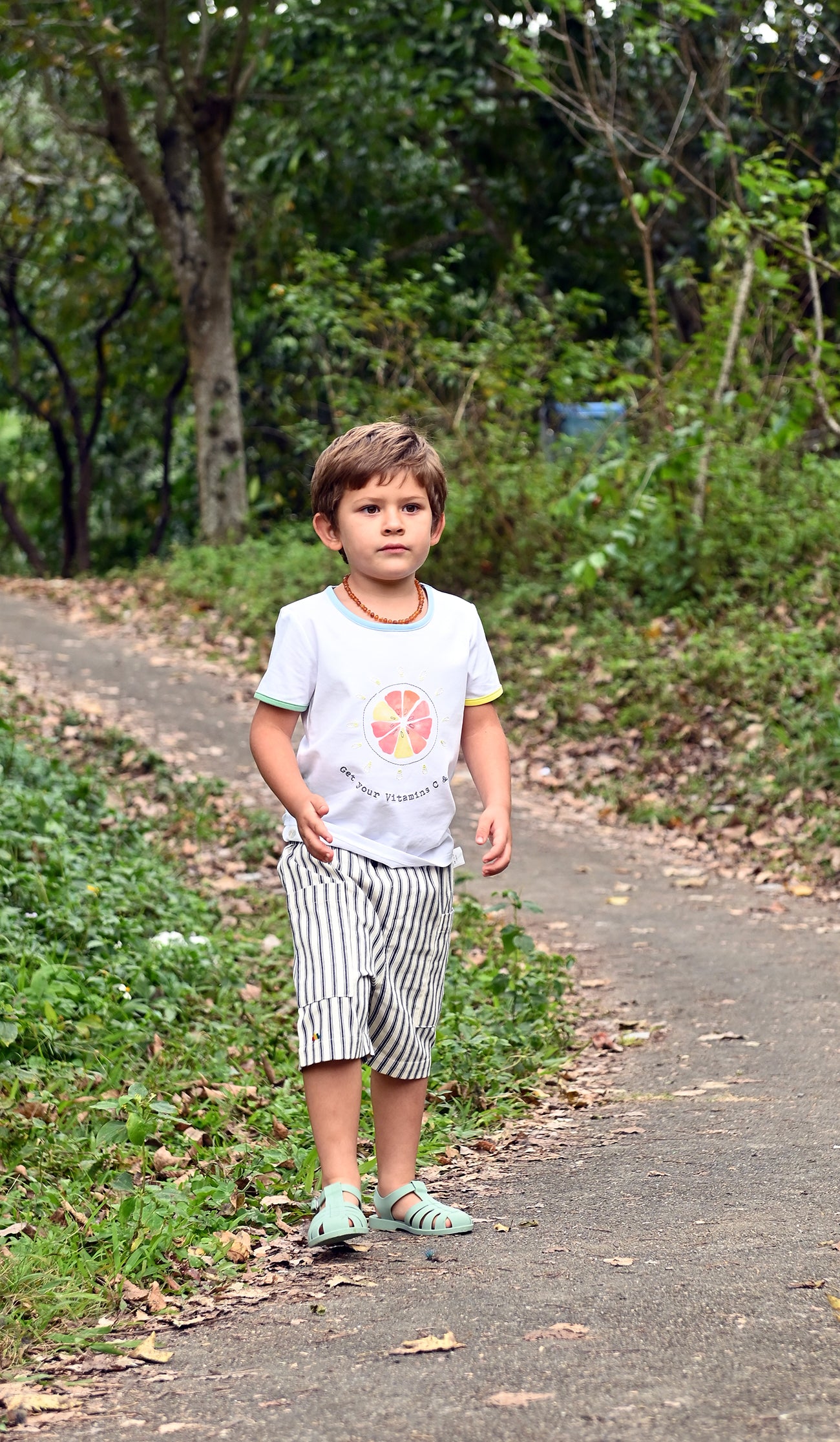 KIDS ORANGE PRINT SHORT SLEEVE T-SHIRT