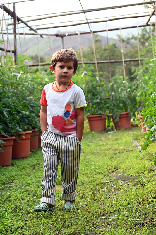 KIDS SPOT PRINT CONTRAST SHORT SLEEVE T-SHIRT