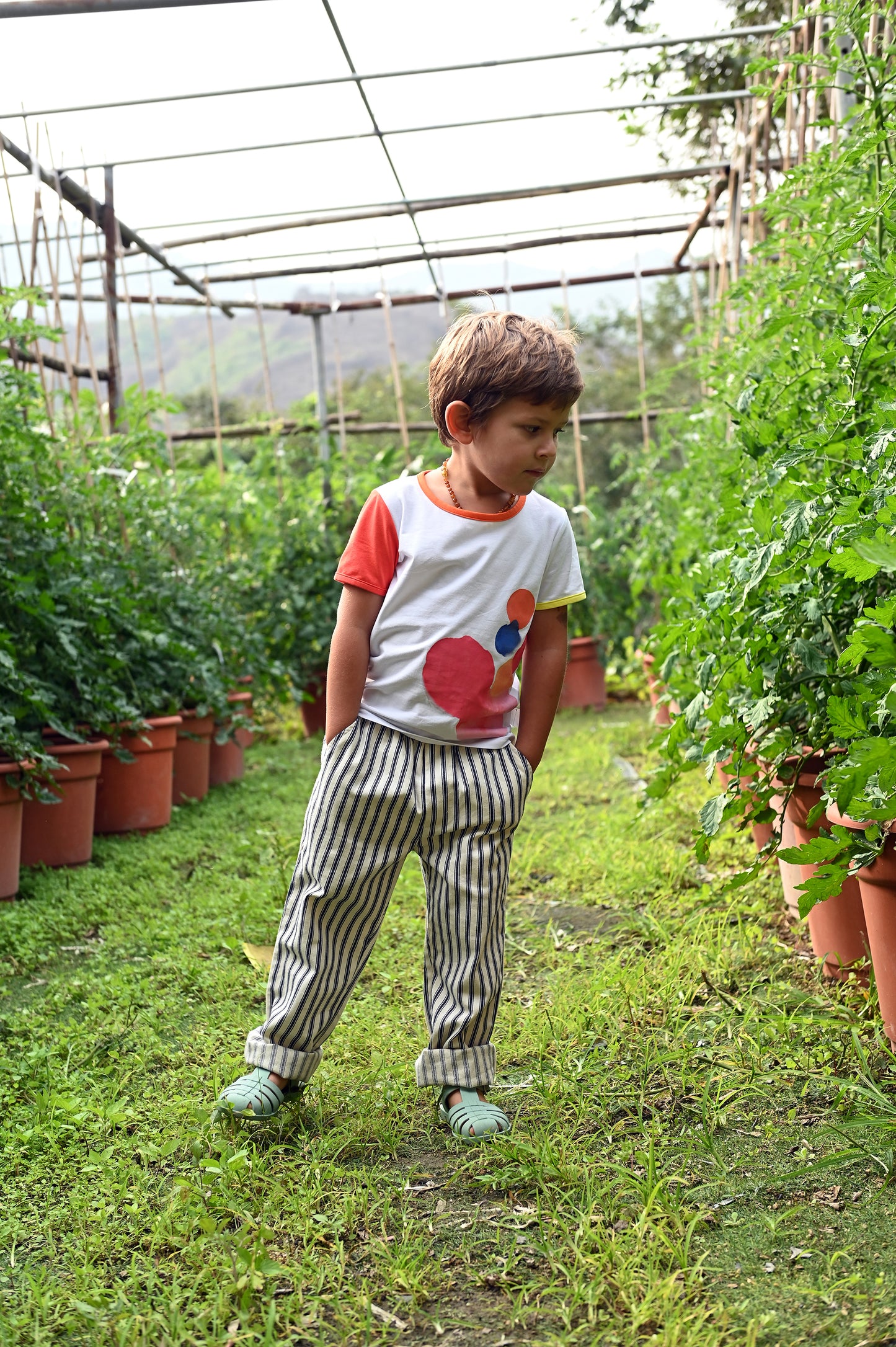 KIDS SPOT PRINT CONTRAST SHORT SLEEVE T-SHIRT