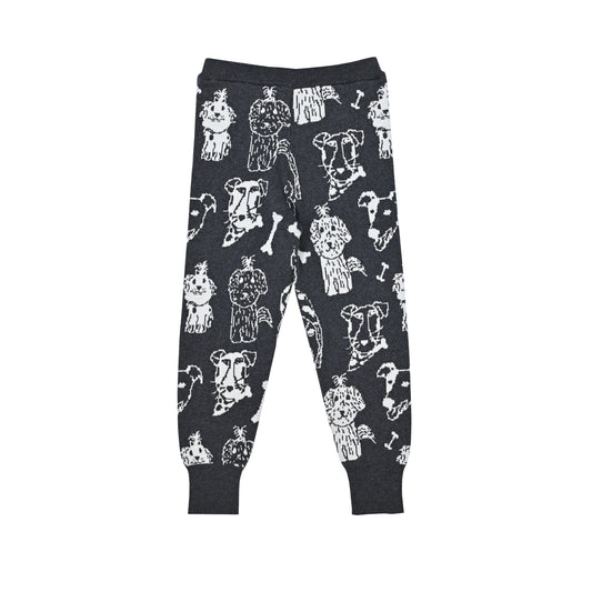KIDS PETS PRINT KNITTED PANTS