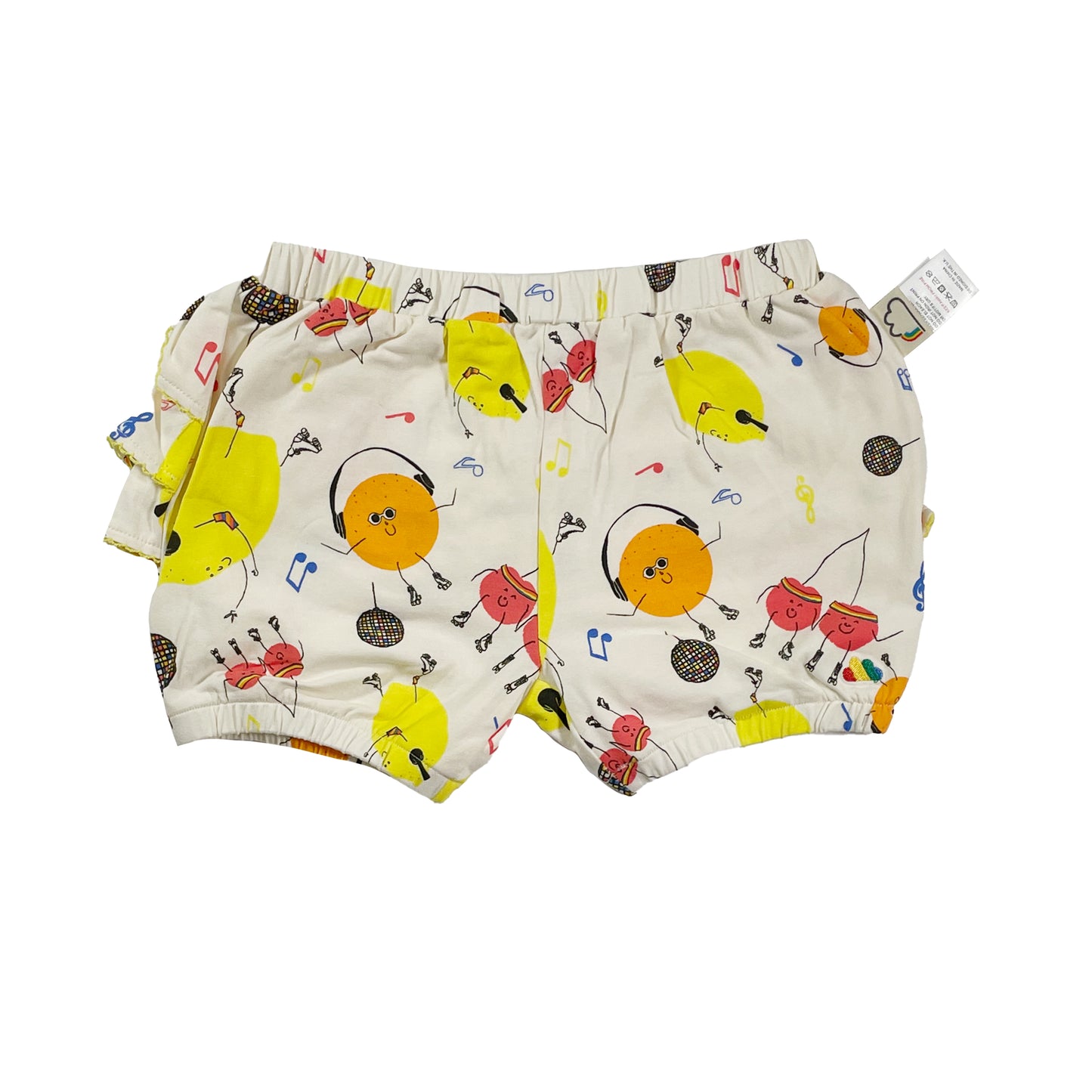 BABY FRUIT DISCO PRINT RUFFLE ROMPER SHORTS
