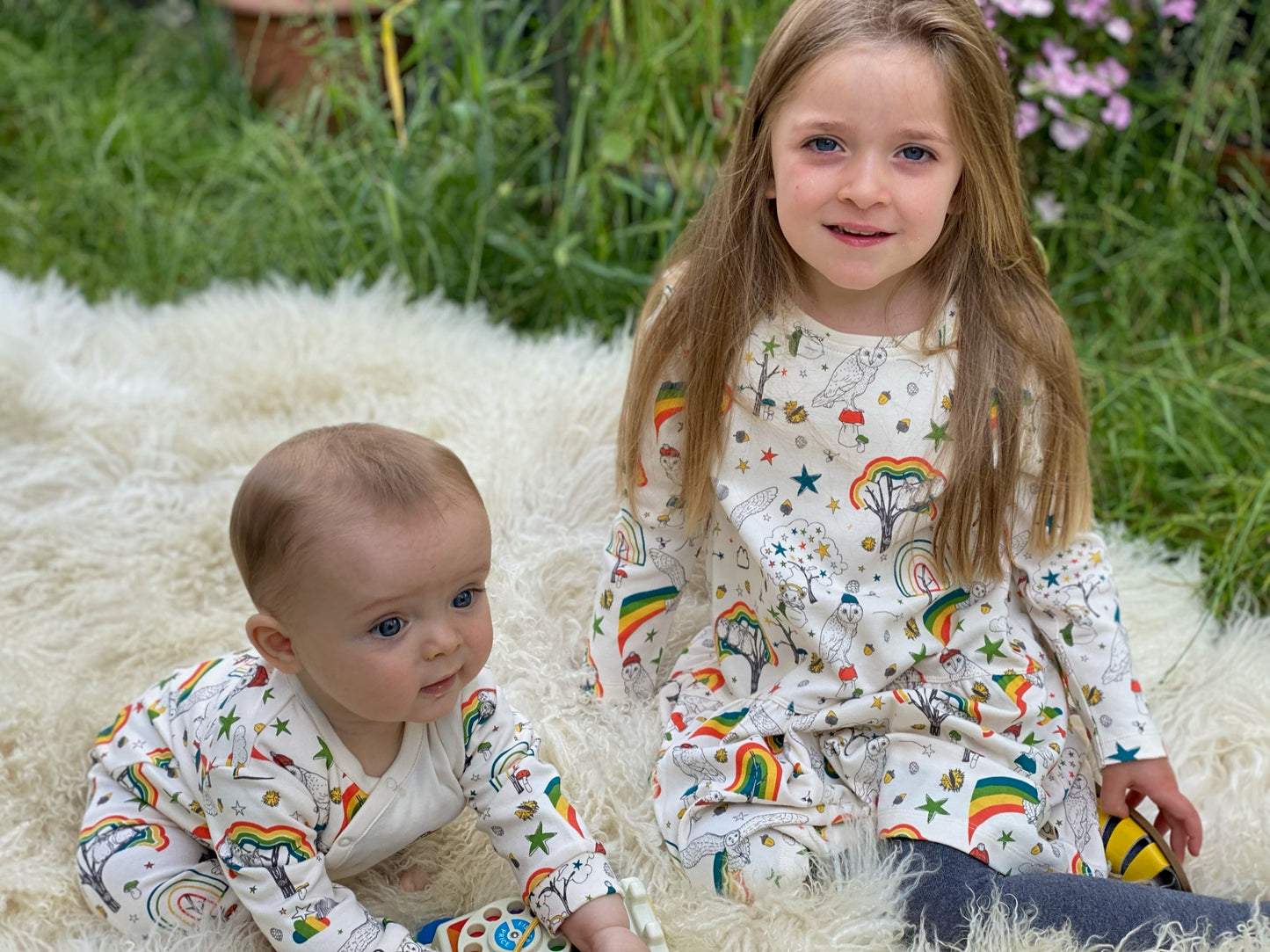 KIDS OWL PRINT LONG-SLEEVES A-LINE T-SHIRT