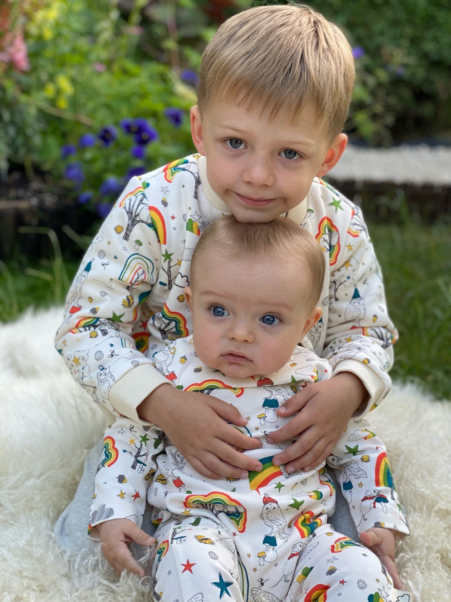 BABY OWL PRINT PULL OVER LONG-SLEEVES PLAYSUIT