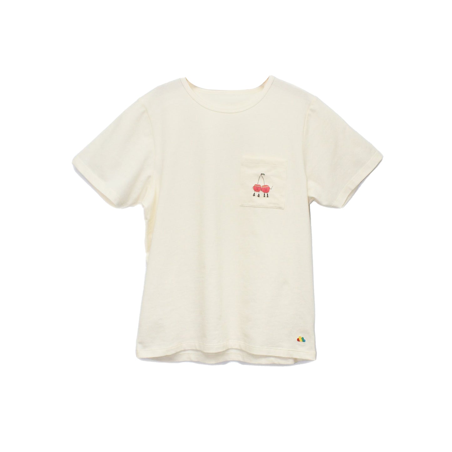 親子裝 - 成人白色車厘子口袋短袖上衣