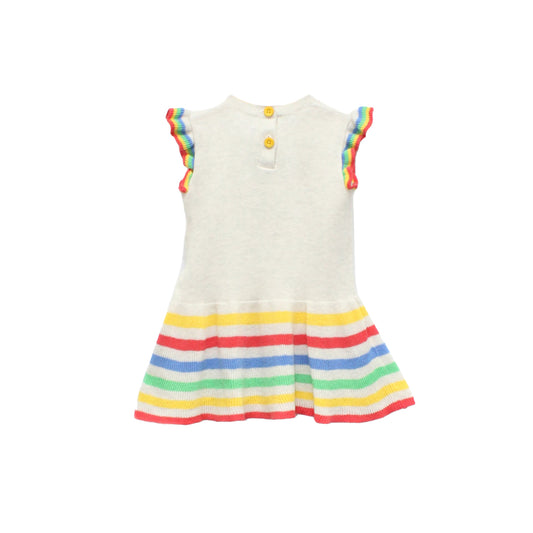 KIDS RAINBOW STRIPE WITH COOL WORDS DRESS