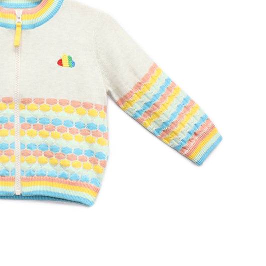BABY RAINBOW STRIPE ZIPPED CARDIGAN