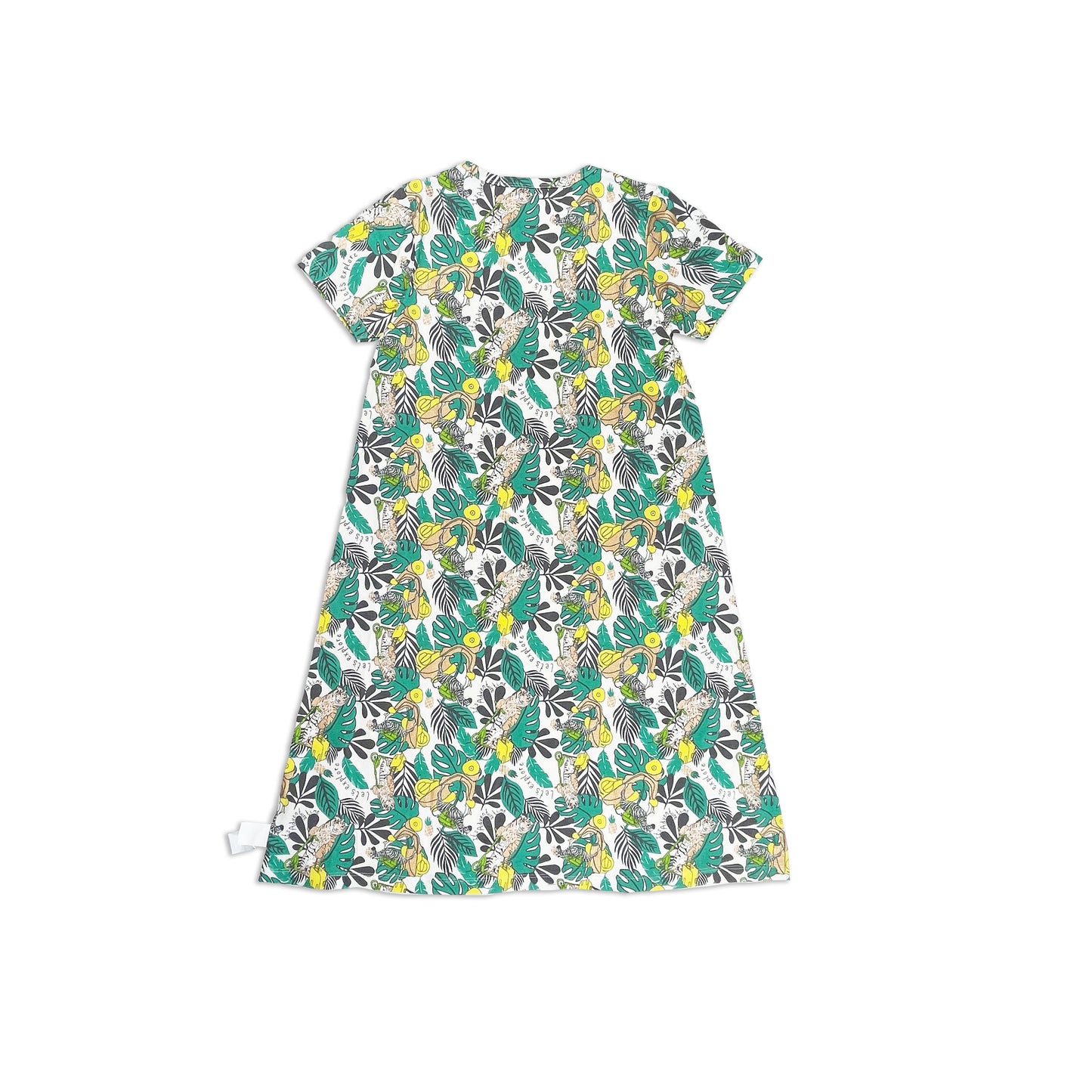 親子裝|女童裝有機棉 - 森林印花A Line短袖連身裙