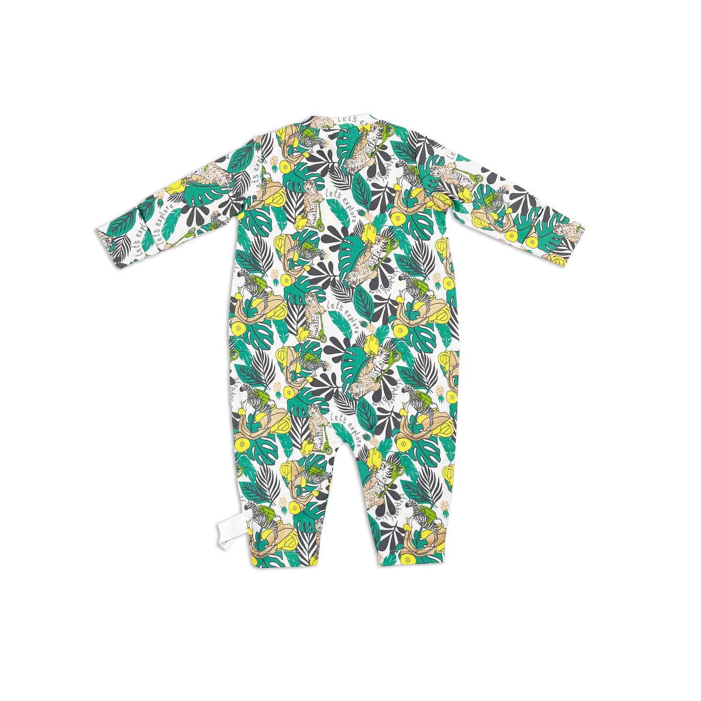 BABY JUNGLE PRINT ZIP UP LONG SLEEVE PLAYSUIT