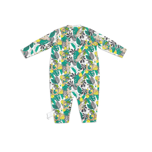 BABY JUNGLE PRINT ZIP UP LONG SLEEVE PLAYSUIT