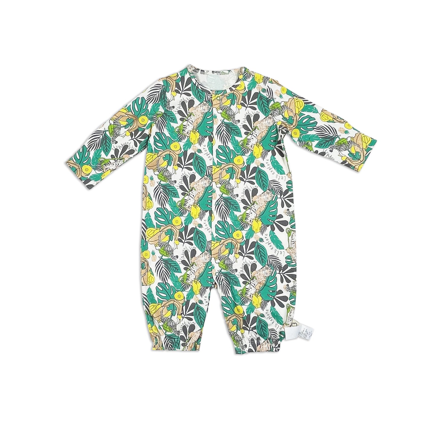 BABY JUNGLE PRINT LONG SLEEVE PLAYSUIT