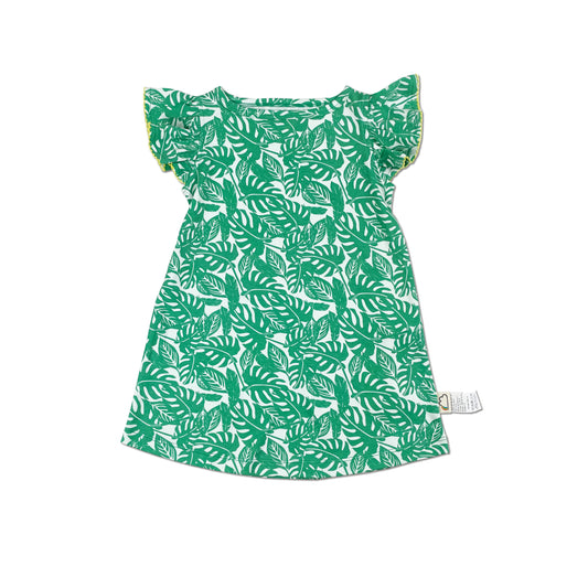 BABY/KIDS JUNGLE LEAF PRINT FRILL SLEEVE DRESS