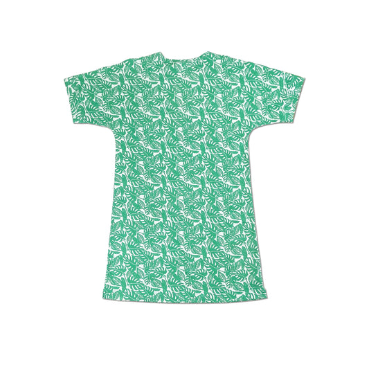 WOMEN'S JUNGLE LEAF PRINT T-SHIRT DRESS