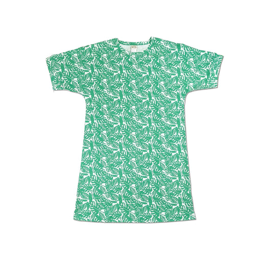 WOMEN'S JUNGLE LEAF PRINT T-SHIRT DRESS
