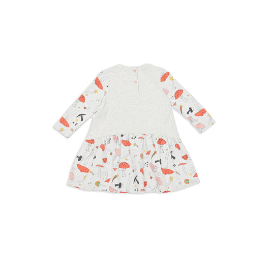 BABY MUSHROOM PRINT LONG-SLEEVES A-LINE DRESS