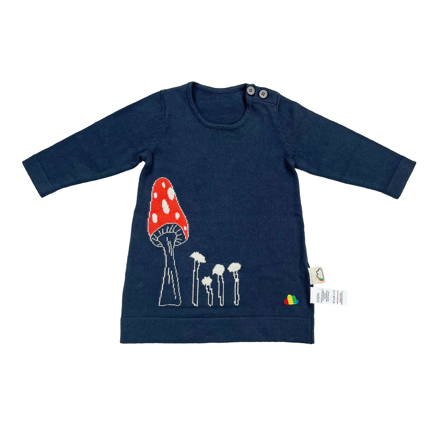 KIDS RED MUSHROOM LONG-SLEEVES A-LINE DRESS