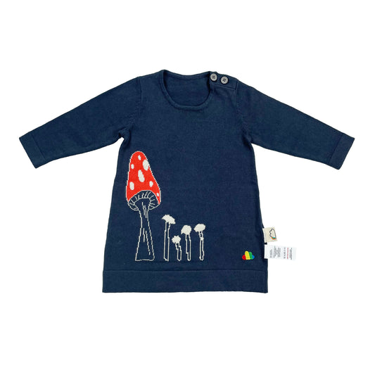 KIDS RED MUSHROOM LONG-SLEEVES A-LINE DRESS