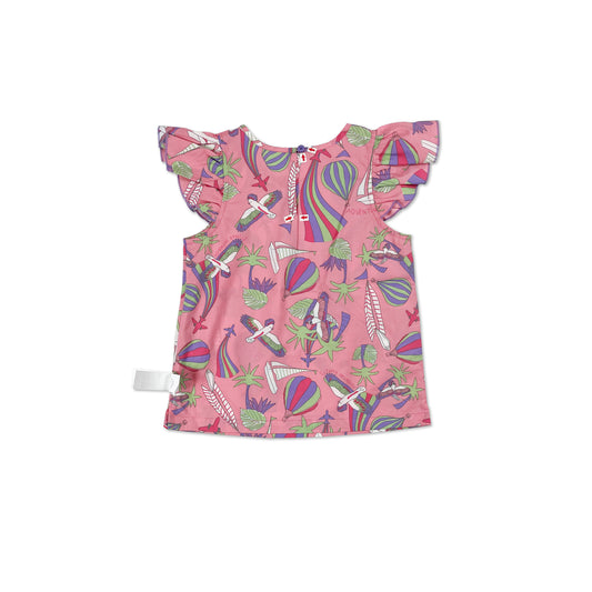 BABY/KIDS PARROT PRINT FRILL SLEEVE TOP