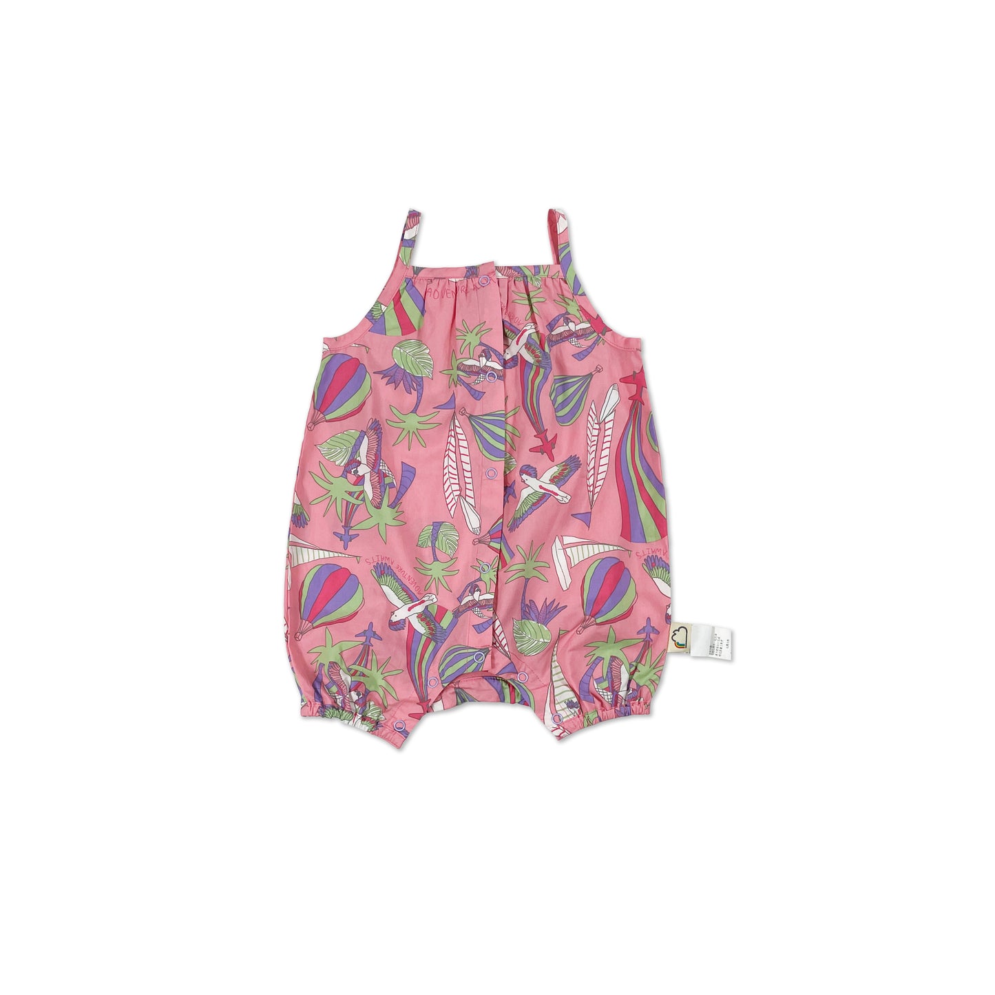 BABY PARROT PRINTED STRAP PLAYSUIT