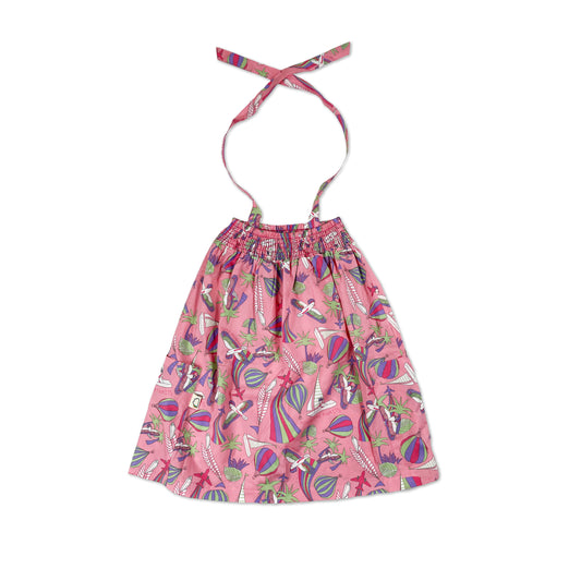 KIDS PARROT PRINT HALTER NECK DRESS