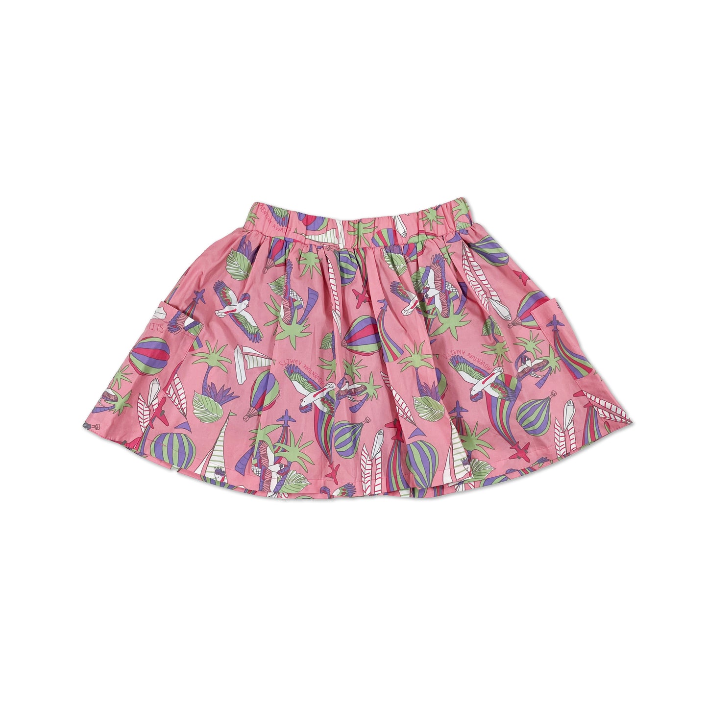 KIDS PARROT PRINT POCKETS SKIRT