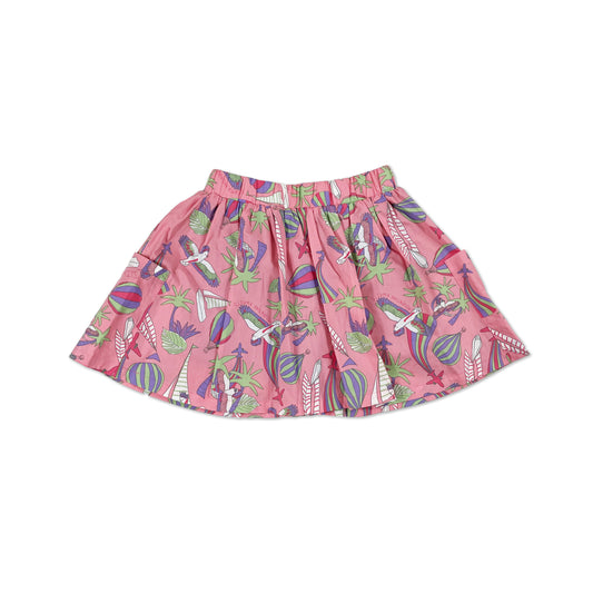 KIDS PARROT PRINT POCKETS SKIRT