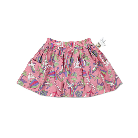 KIDS PARROT PRINT POCKETS SKIRT