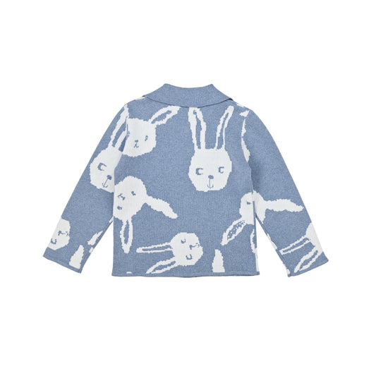 BABY/KIDS RABBIT PRINT BUTTON CARDIGAN