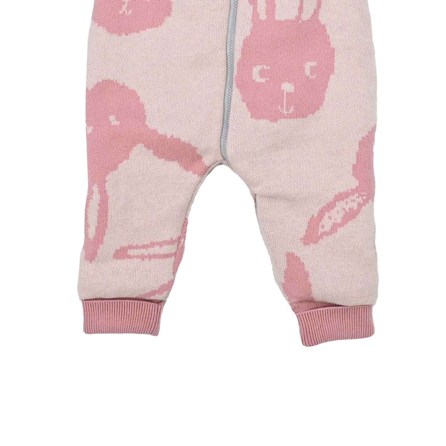 BABY RABBIT PRINT FUR LINED RABBIT EAR PLAYSUIT