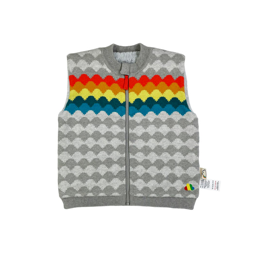 KIDS RAINBOW DOT FUR LINED ZIPPED GILET