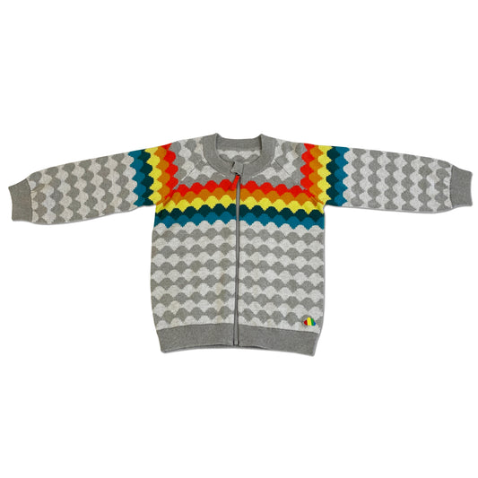 KIDS RAINBOW DOT LONG-SLEEVES ZIPPED CARDIGAN