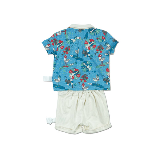 BABY SEAL PRINT WITH CONTRAST SHORT PLAYSUIT