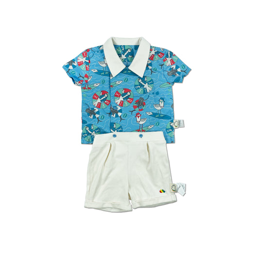 BABY SEAL PRINT WITH CONTRAST SHORT PLAYSUIT