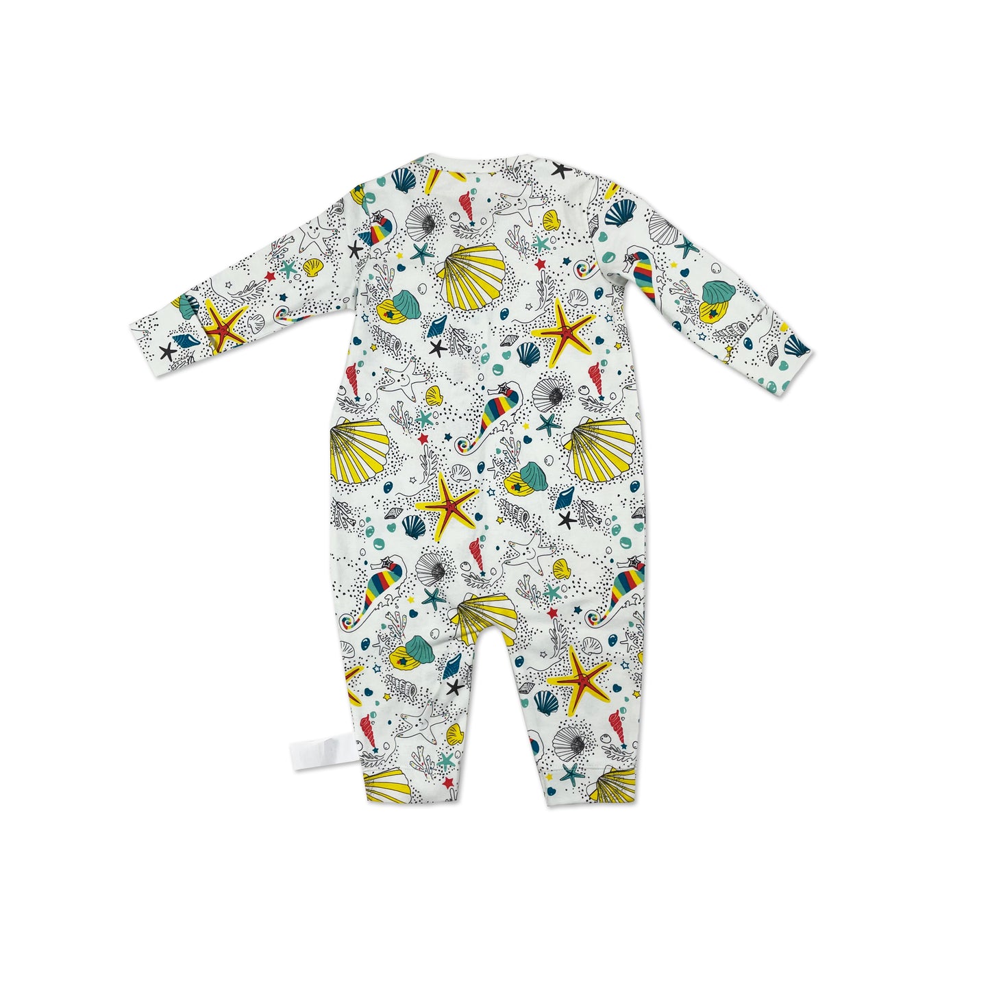 BABY SEAHORSE PRINT LONG SLEEVE ZIP UP PLAYSUIT