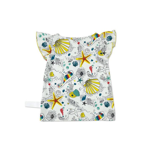 BABY/KIDS SEAHORSE PRINT FRILL SLEEVE TOP