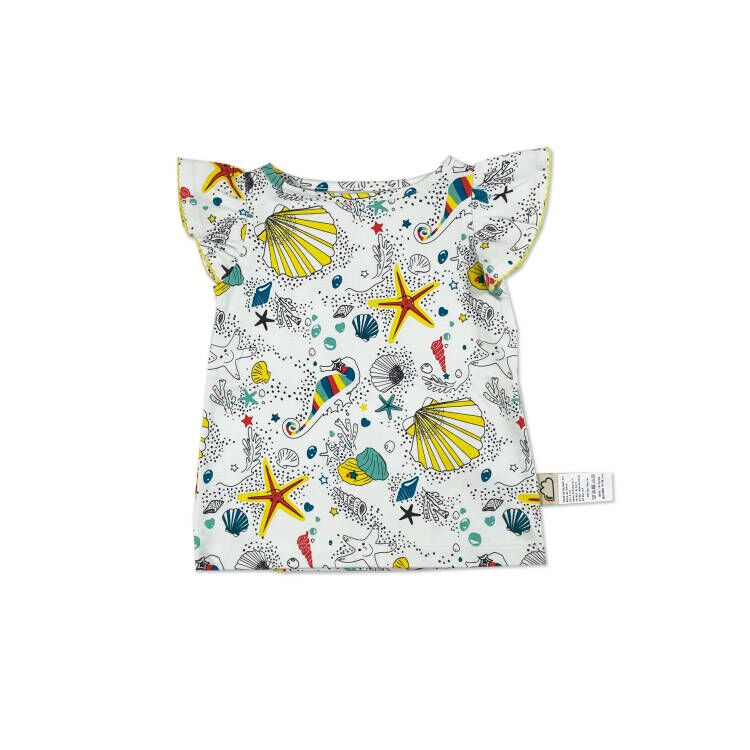 BABY/KIDS SEAHORSE PRINT FRILL SLEEVE TOP