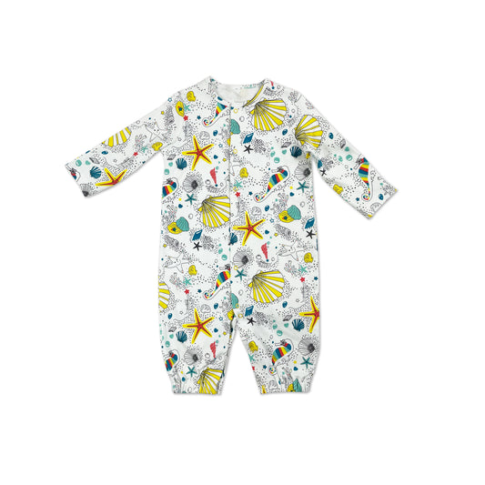 BABY SEAHORSE PRINT LONG SLEEVE  PLAYSUIT