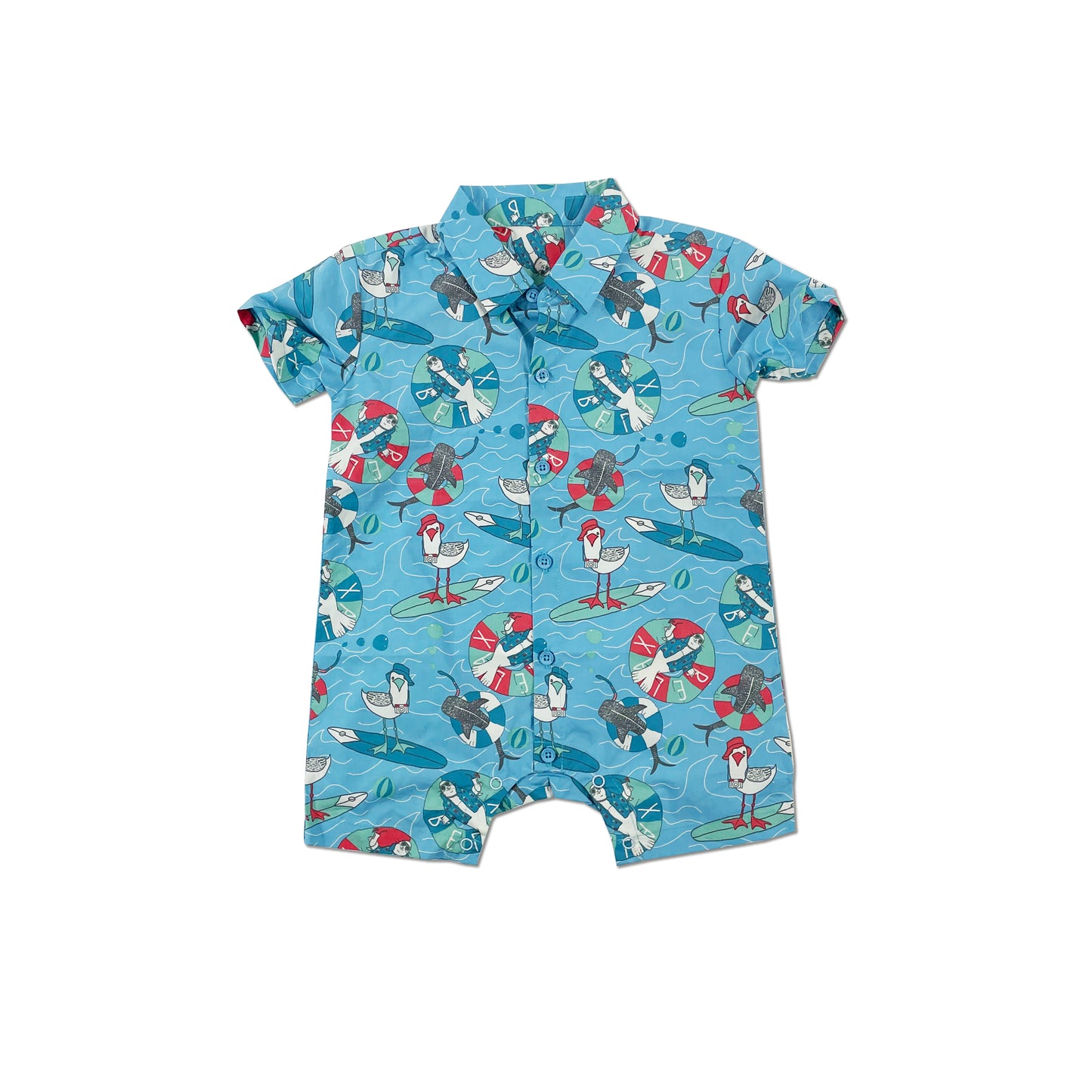 BABY SEAL PRINT COLLAR PLAYSUIT