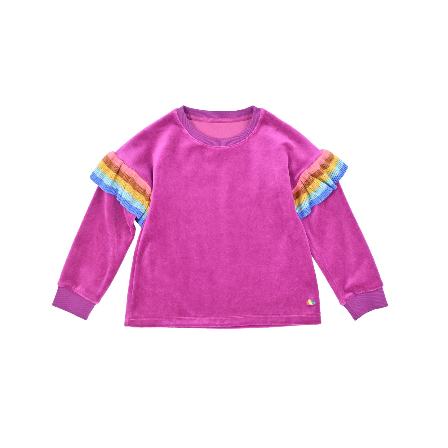 KIDS VELOUR RAINBOW TRIM LONG-SLEEVES TOP