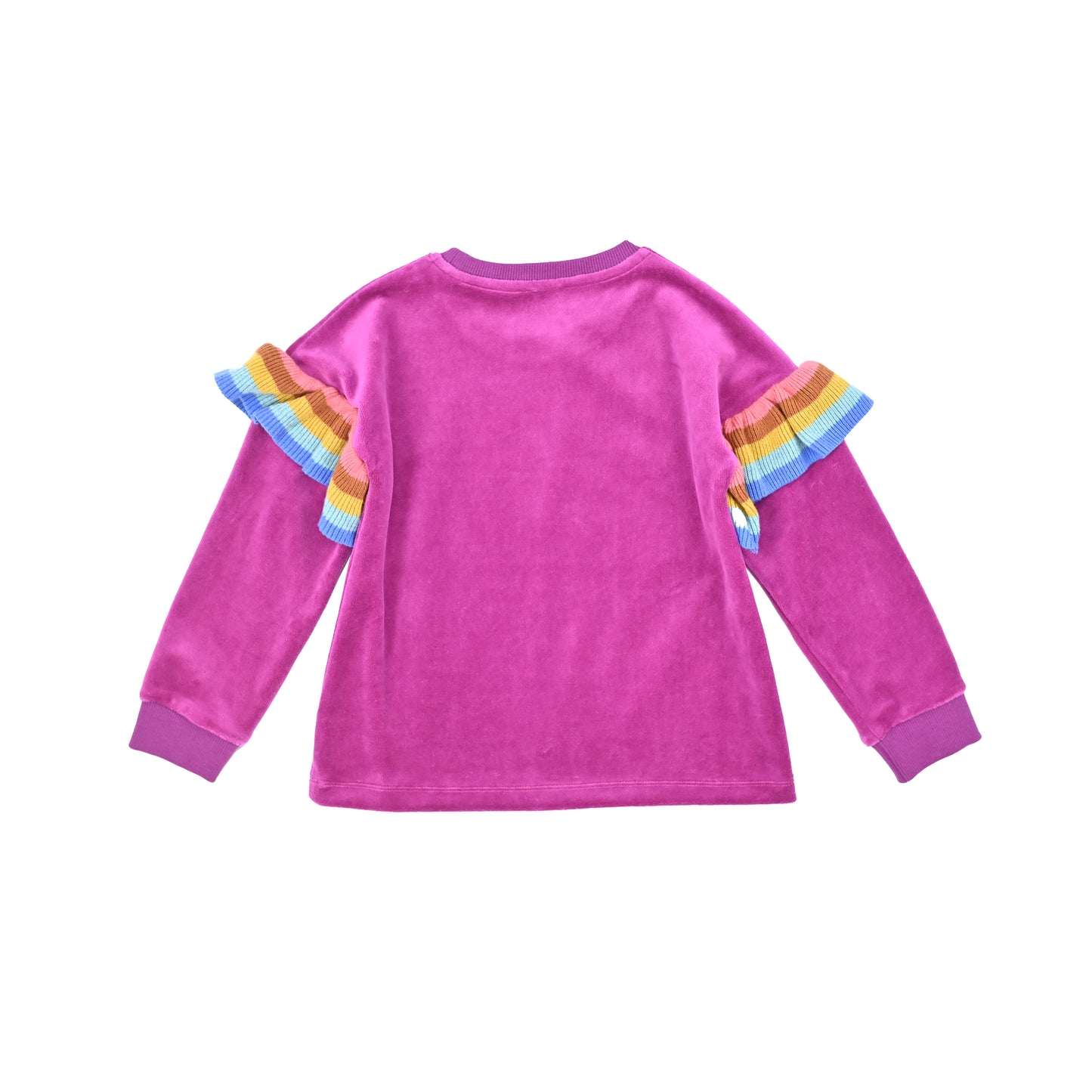 KIDS VELOUR RAINBOW TRIM LONG-SLEEVES TOP