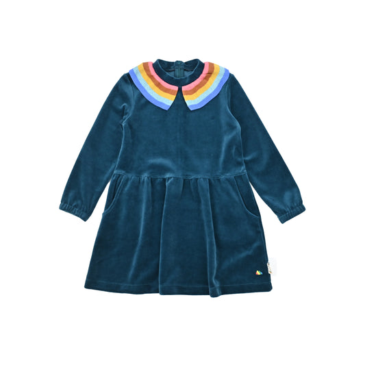 KIDS RAINBOW COLLAR LONG SLEEVES DRESS